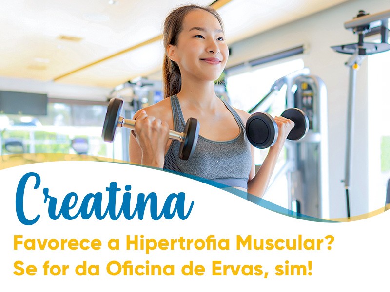 Creatina 100 % pura favorece a hipertrofia muscular? Se for Creatina pura da Oficina de Ervas, sim!